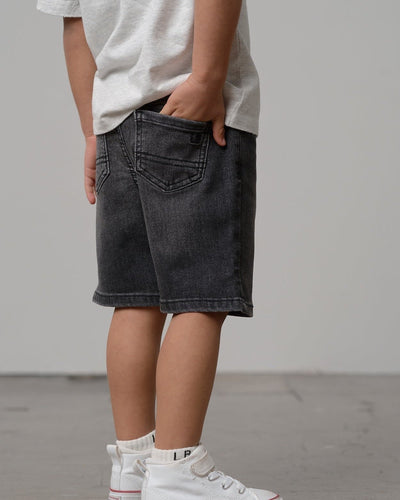 Straight Denim Short - Black Wash - Little Bipsy