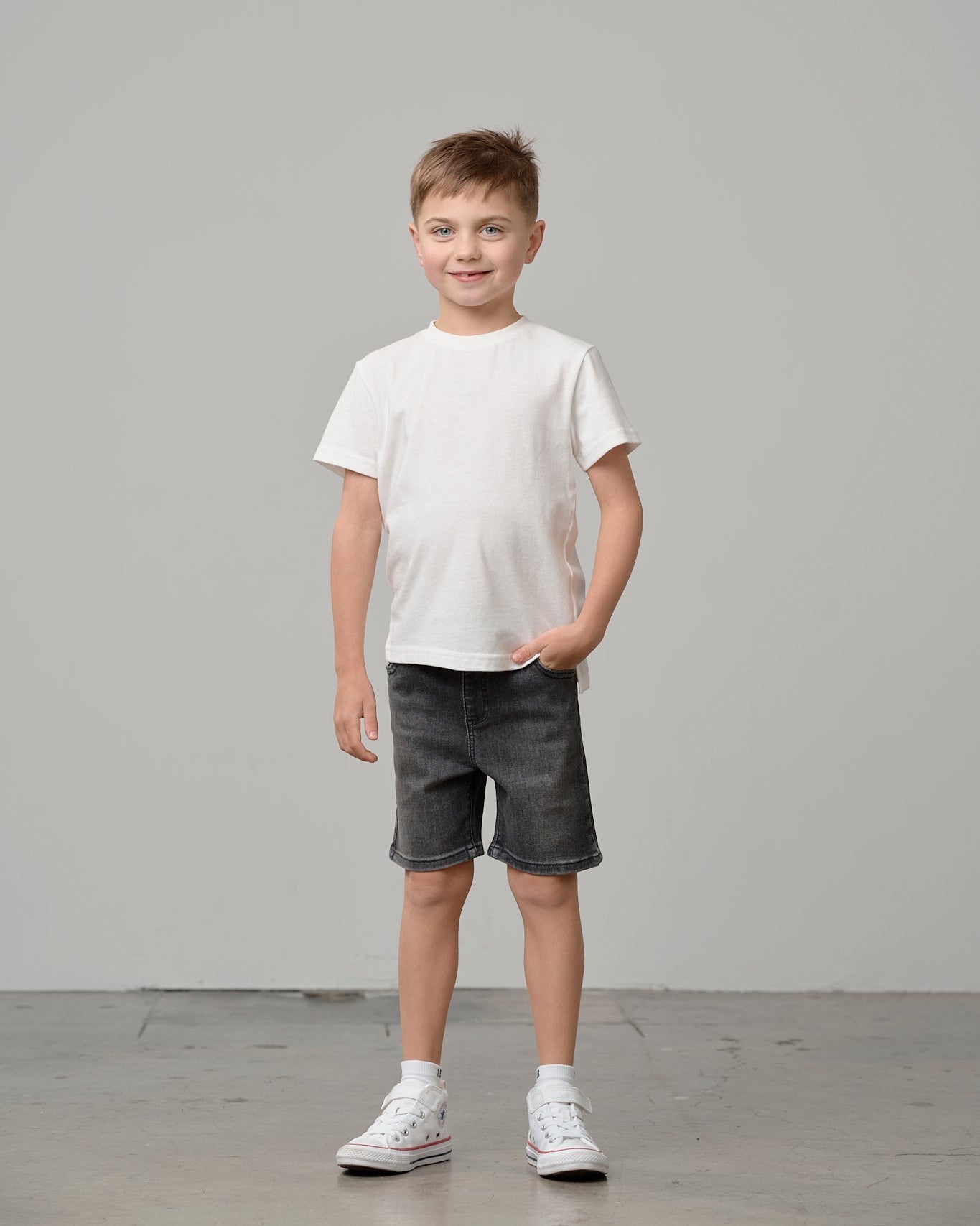 Straight Denim Short - Black Wash - Little Bipsy