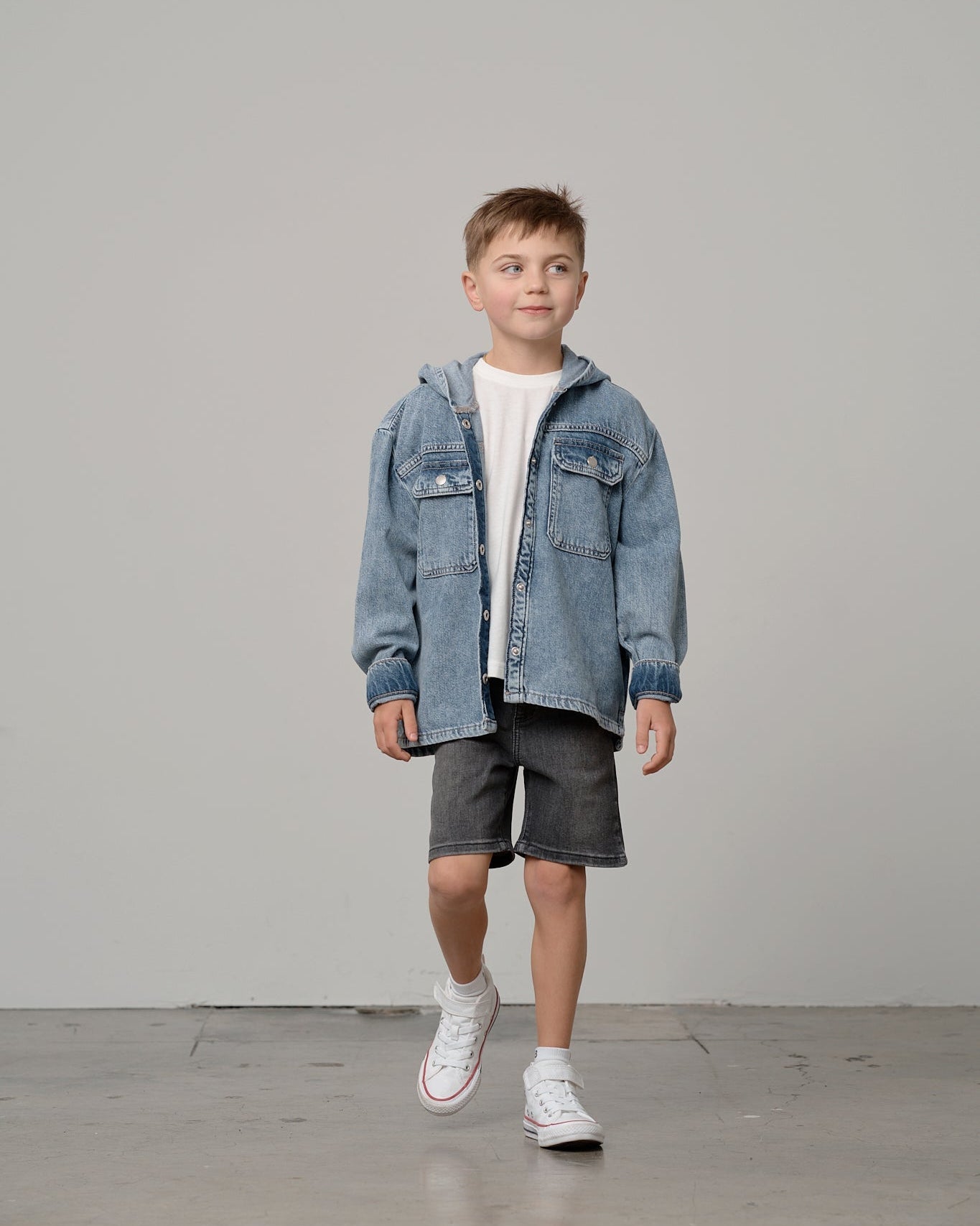 Straight Denim Short - Black Wash - Little Bipsy