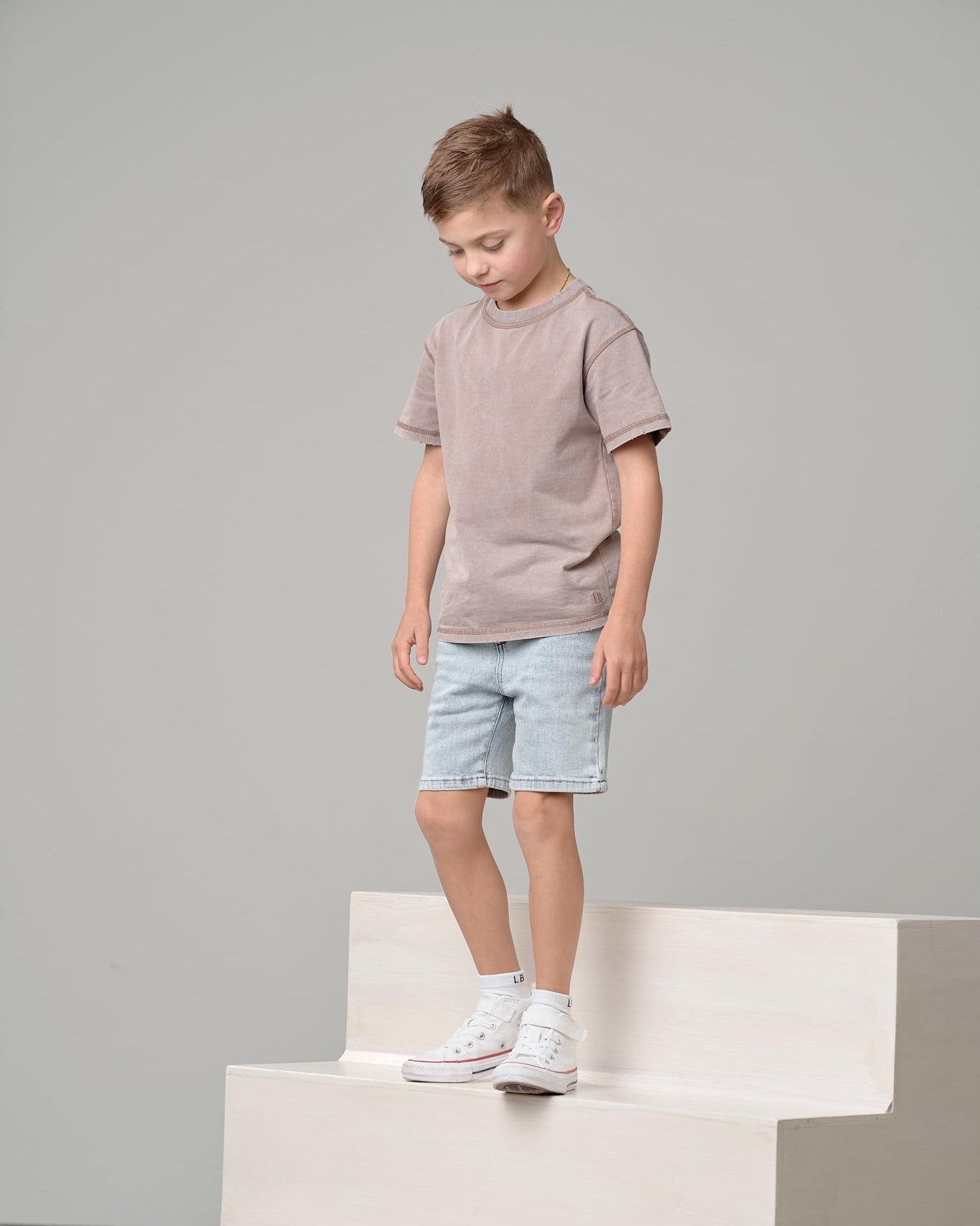 Straight Denim Short - Light Wash - Little Bipsy