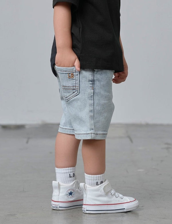 Straight Denim Short - Light Wash - Little Bipsy