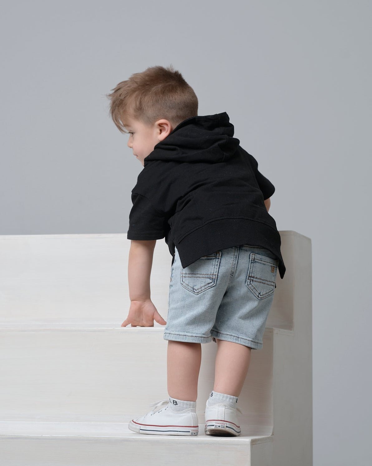 Straight Denim Short - Light Wash - Little Bipsy