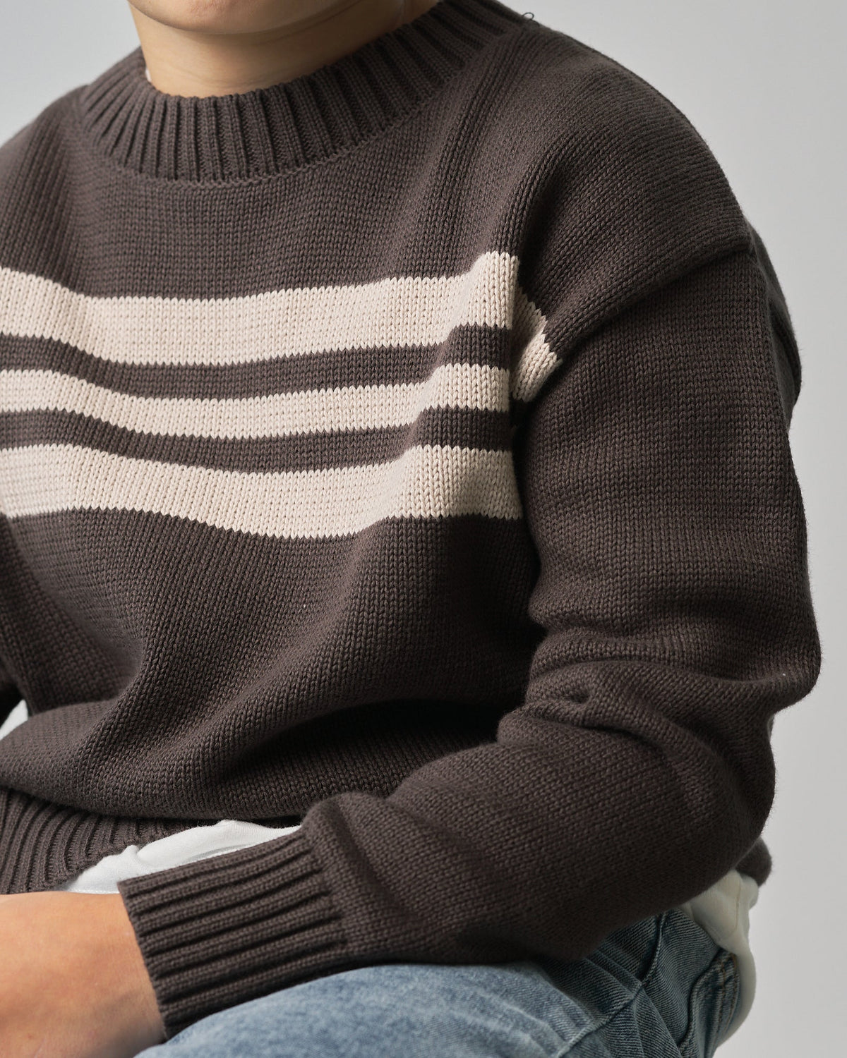 Striped Knit Sweater - Brown - Little Bipsy