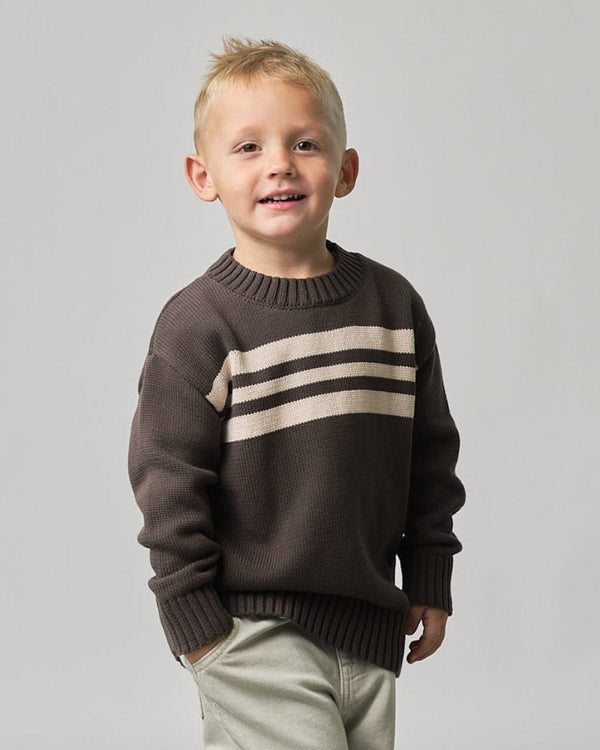 Striped Knit Sweater - Brown - Little Bipsy
