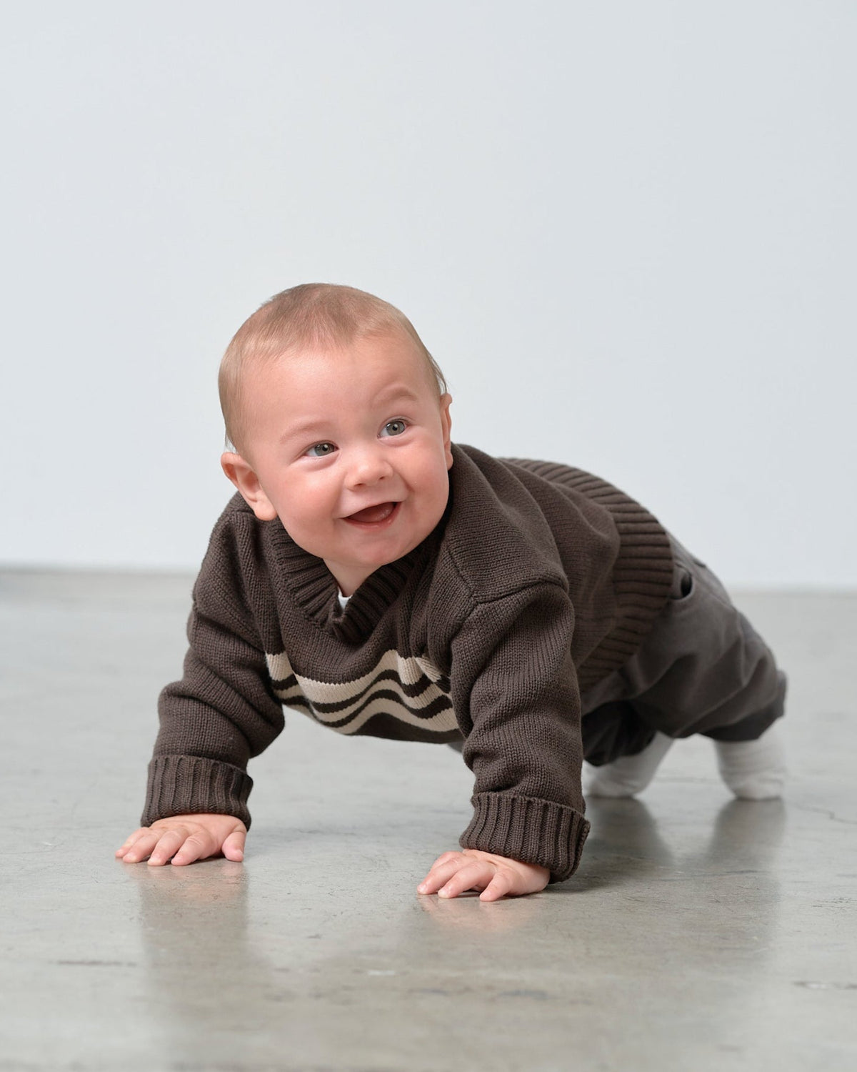 Striped Knit Sweater - Brown - Little Bipsy