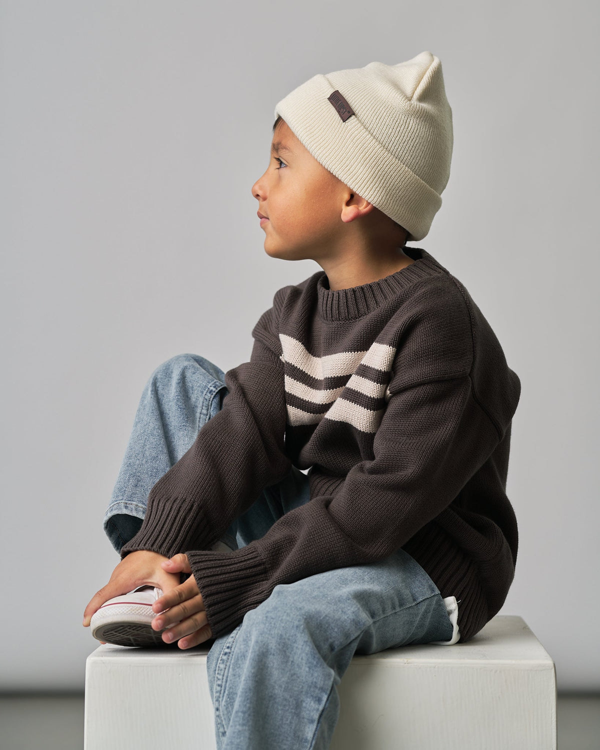 Striped Knit Sweater - Brown - Little Bipsy