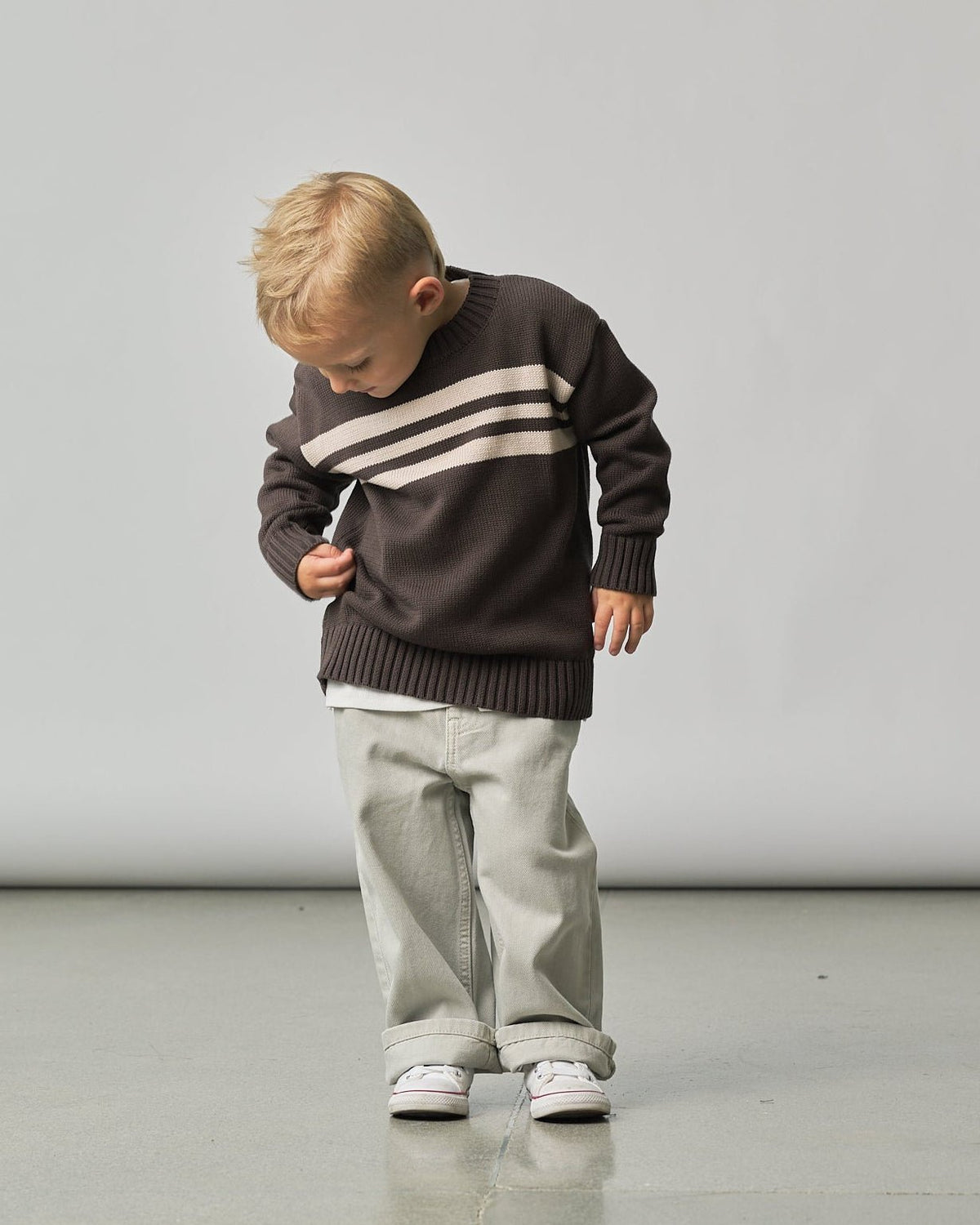 Striped Knit Sweater - Brown - Little Bipsy