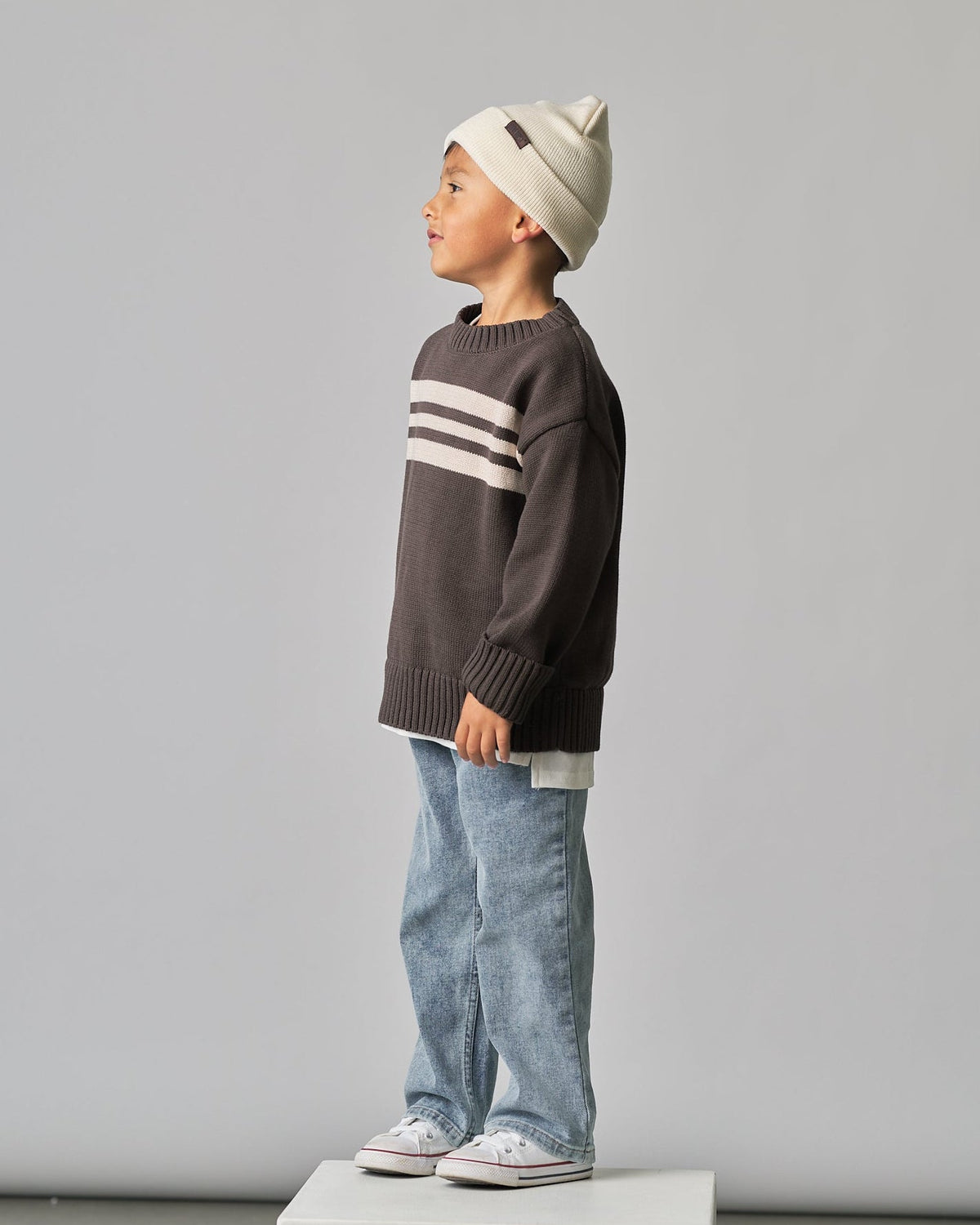 Striped Knit Sweater - Brown - Little Bipsy