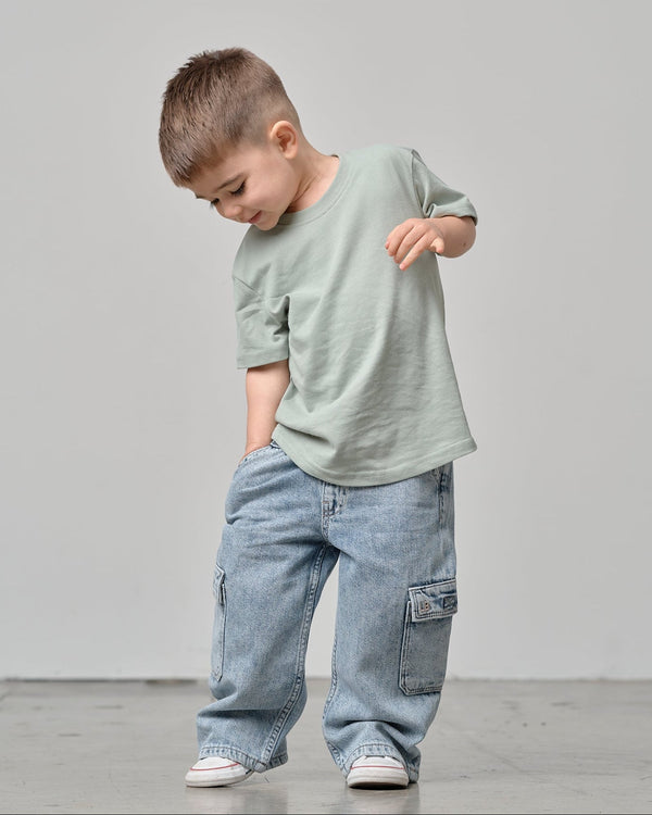 Swoop Elevated Tee - Agave - Little Bipsy