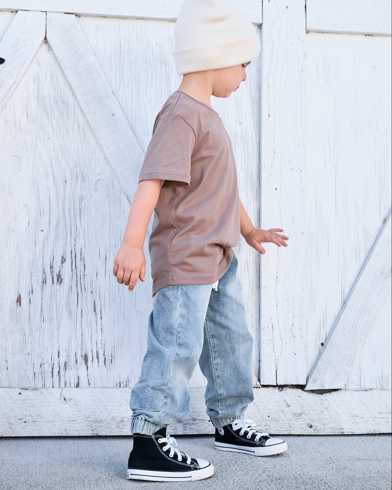 Swoop Elevated Tee - Light Brown - Little Bipsy