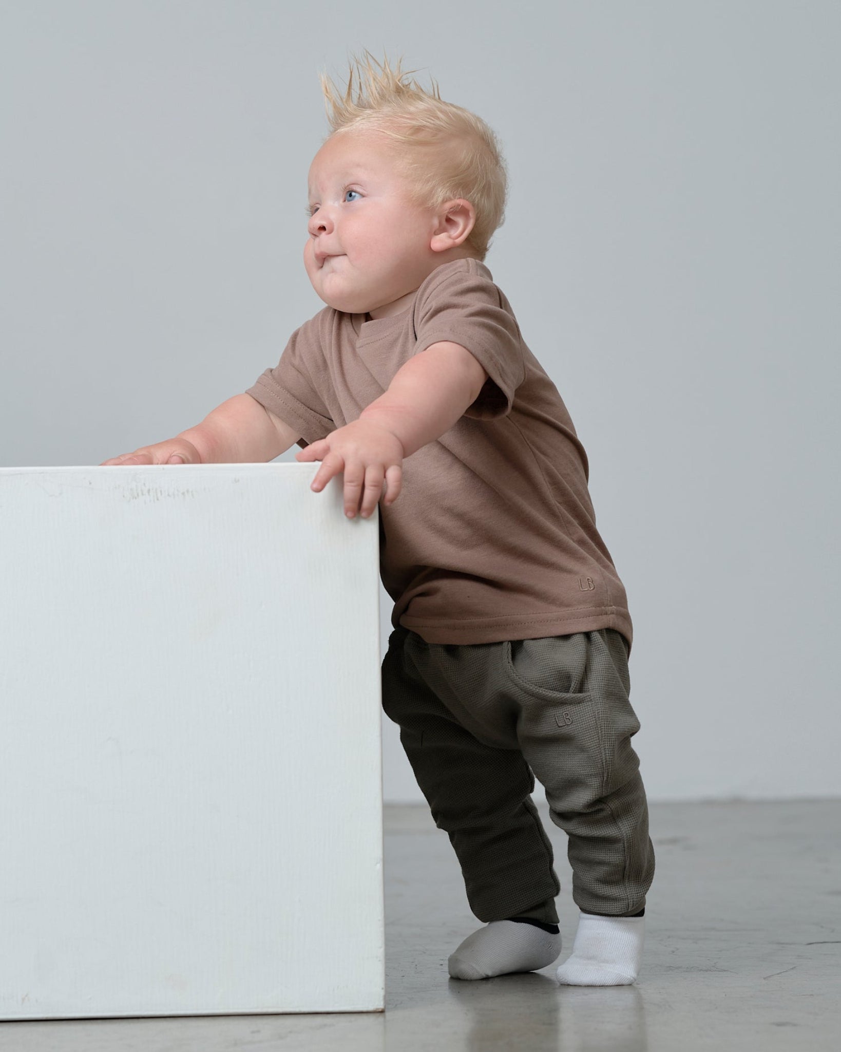 Swoop Elevated Tee - Light Brown - Little Bipsy
