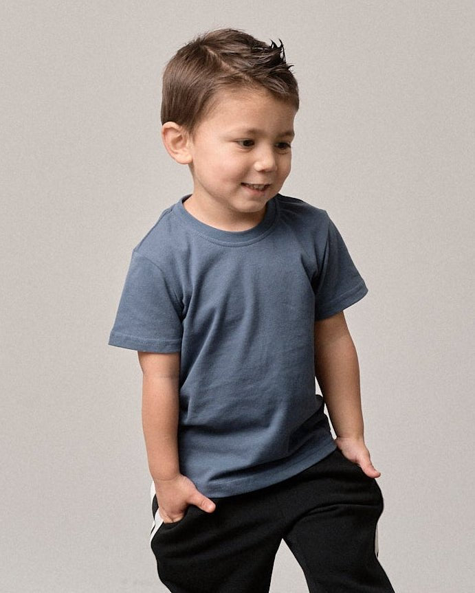Swoop Elevated Tee - Worn Indigo - Little Bipsy