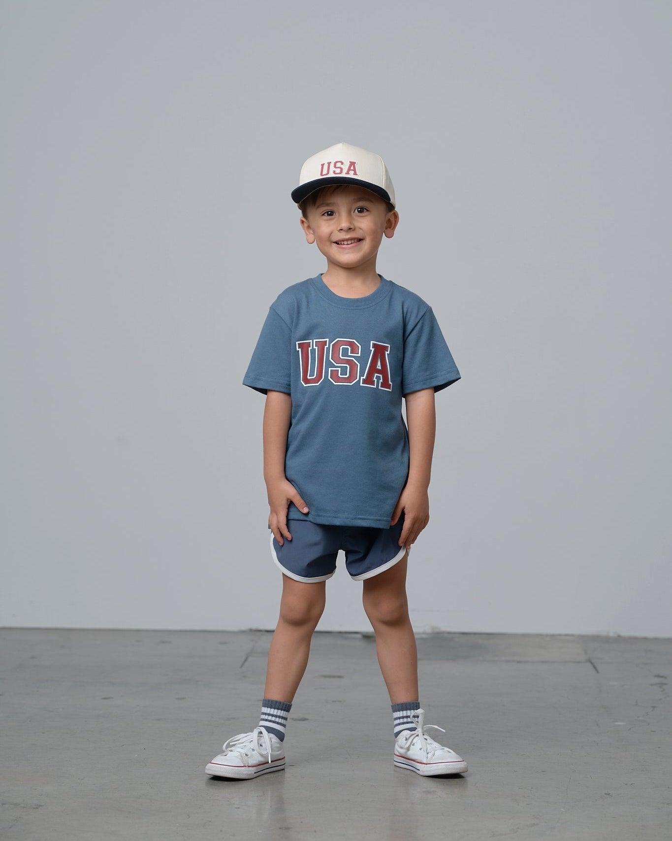USA Elevated Tee - Worn Indigo - Little Bipsy
