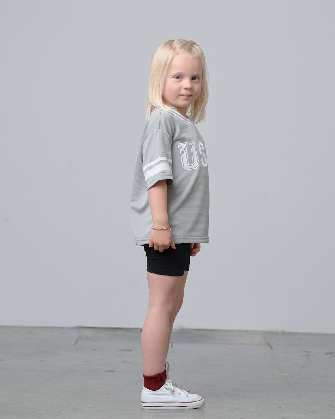 USA Varsity Mesh Tee - Grey - Little Bipsy