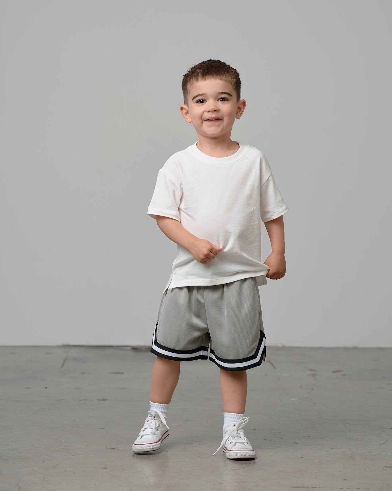 Varsity Mesh Short - Grey - Little Bipsy