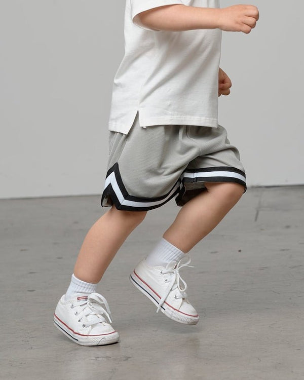 Varsity Mesh Short - Grey - Little Bipsy