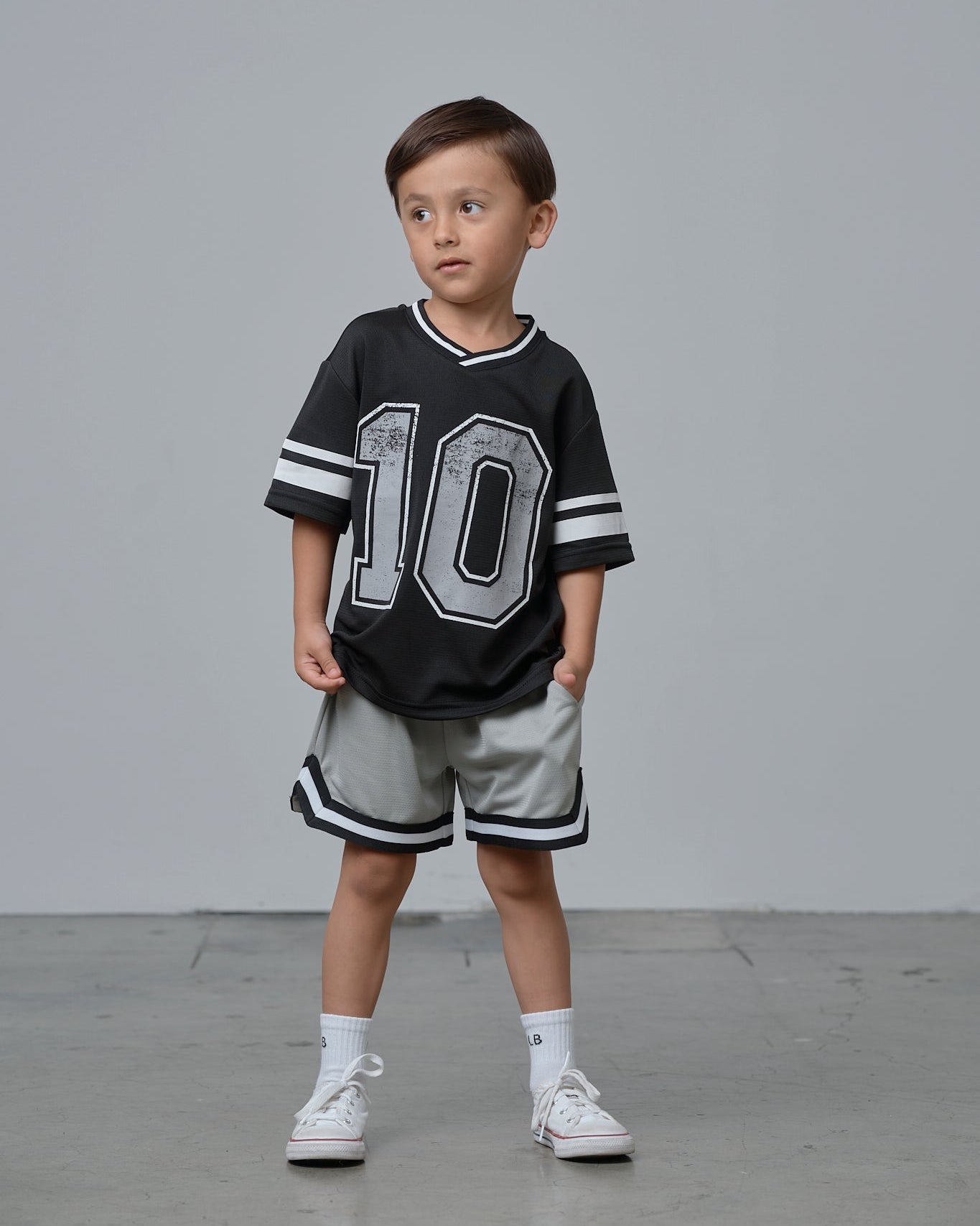Varsity Mesh Short - Grey - Little Bipsy