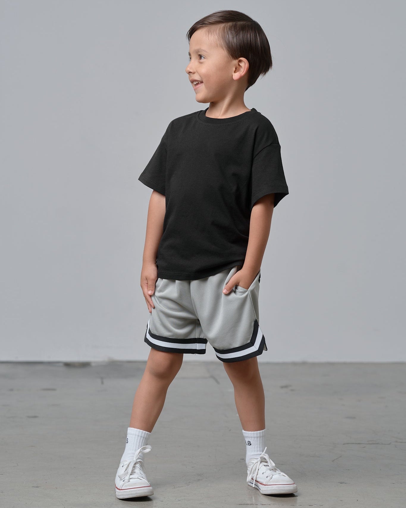 Varsity Mesh Short - Grey - Little Bipsy