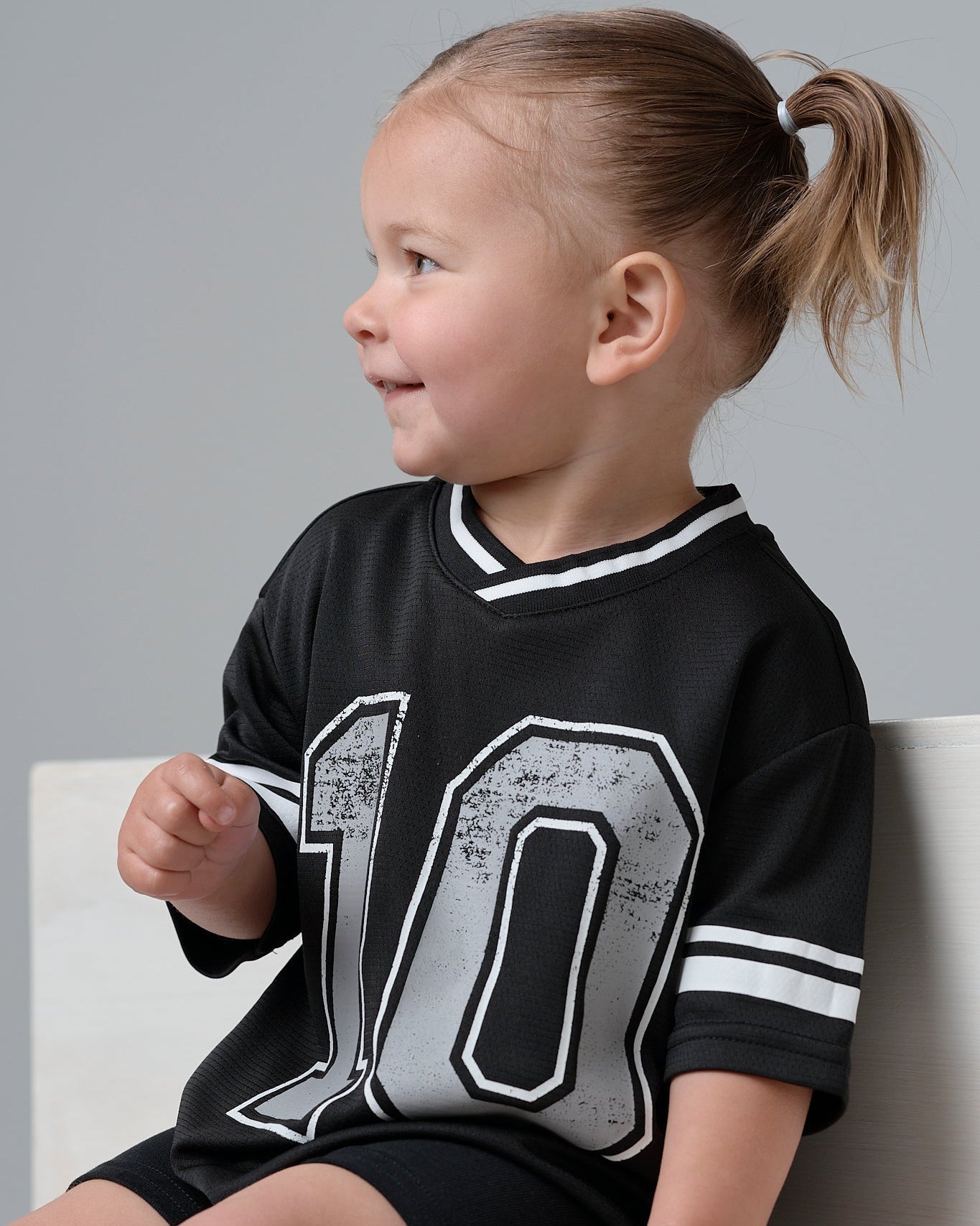 Varsity Mesh Tee - Black - Little Bipsy