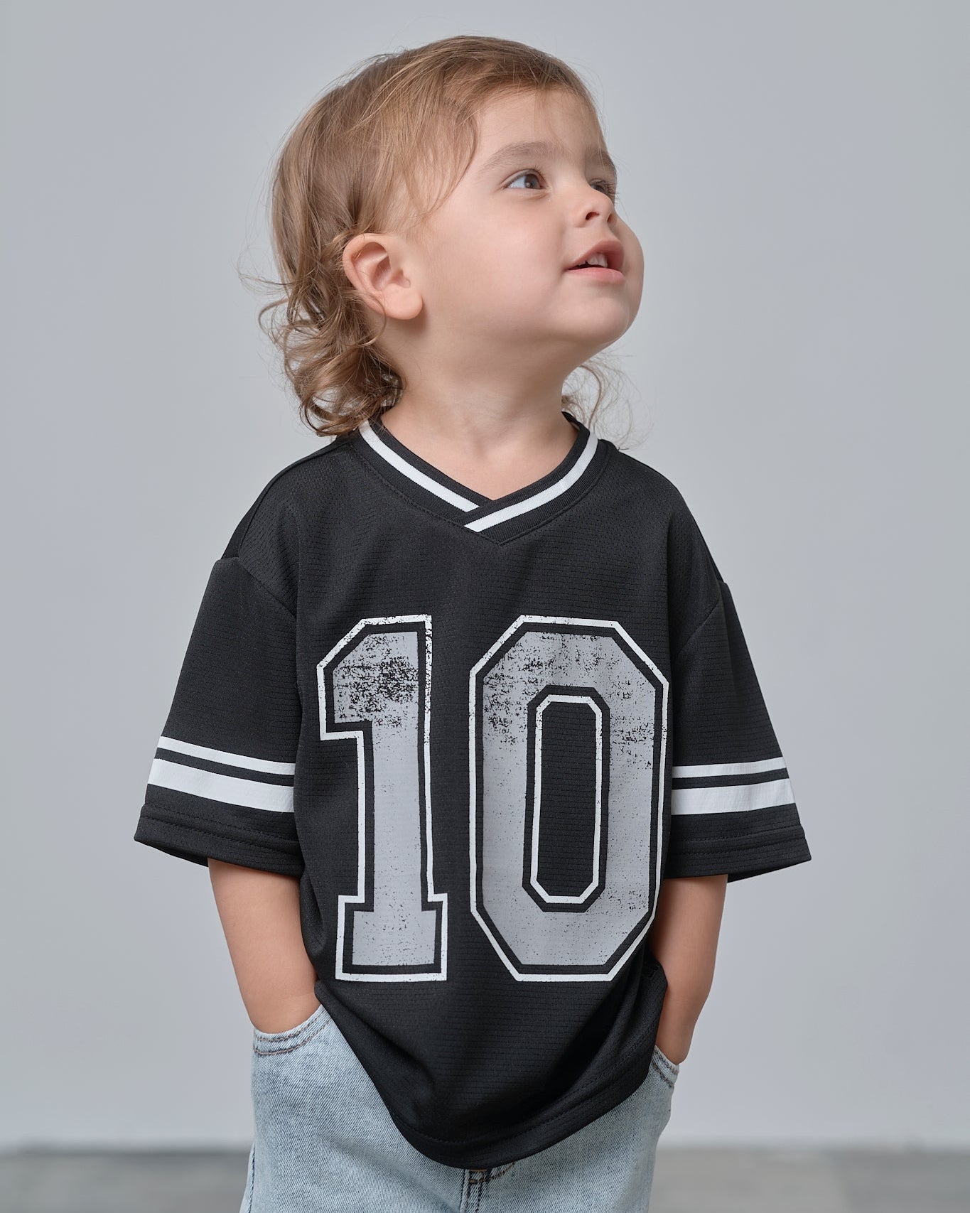 Varsity Mesh Tee - Black - Little Bipsy