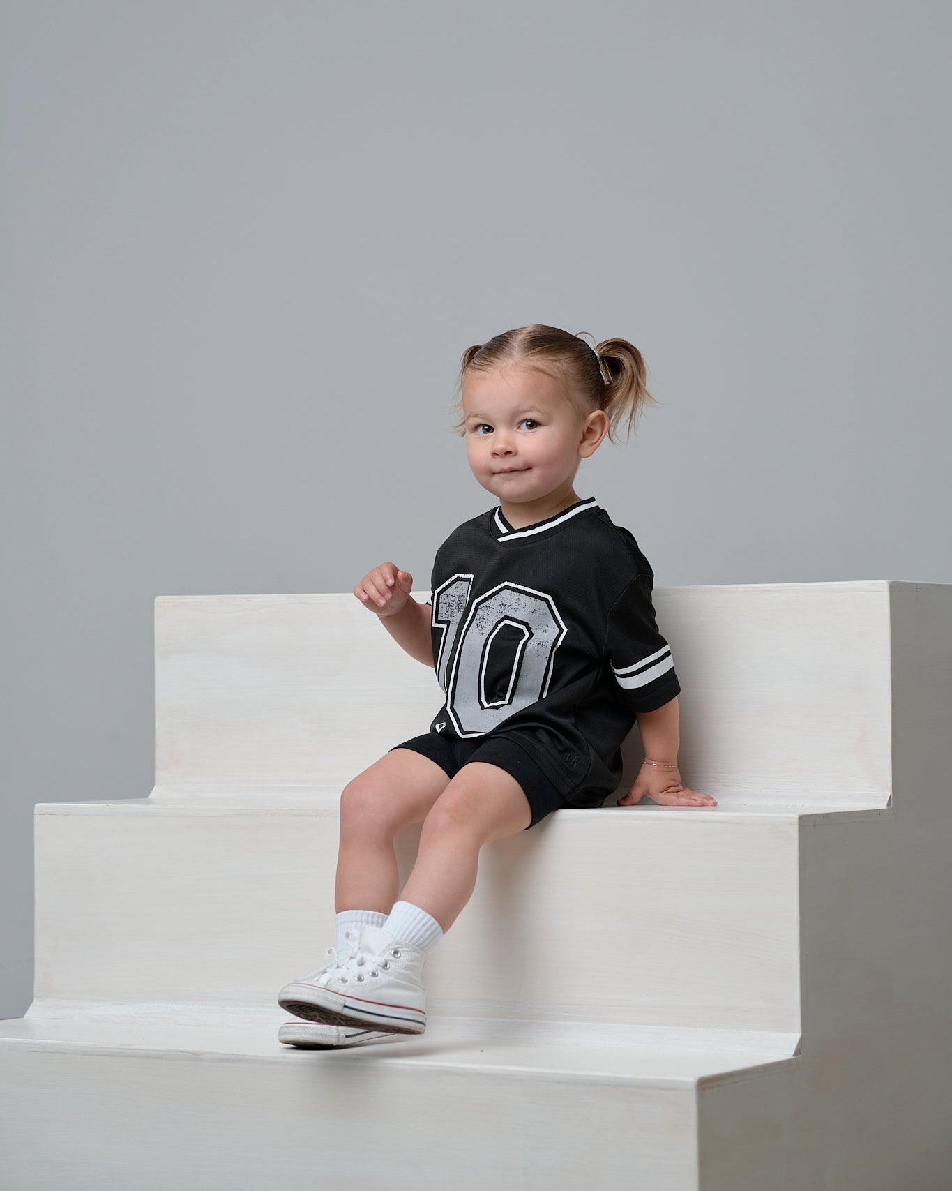 Varsity Mesh Tee - Black - Little Bipsy