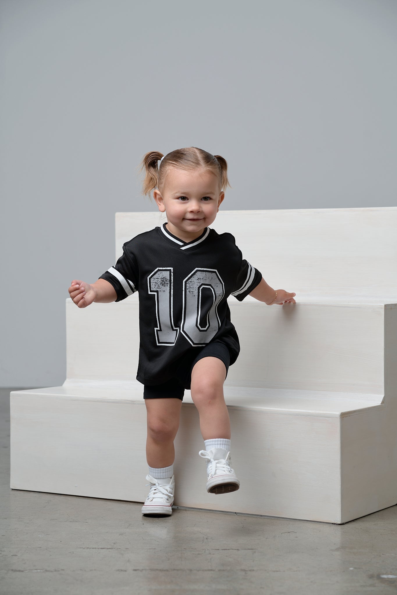Varsity Mesh Tee - Black - Little Bipsy