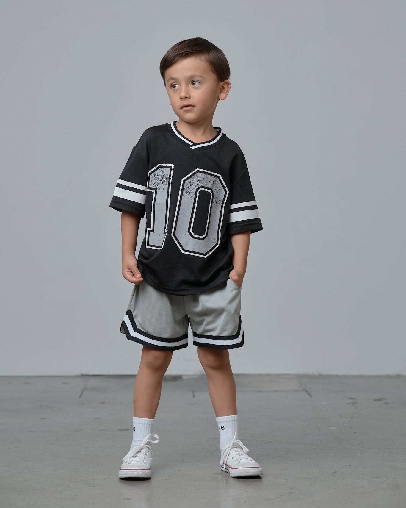 Varsity Mesh Tee - Black - Little Bipsy