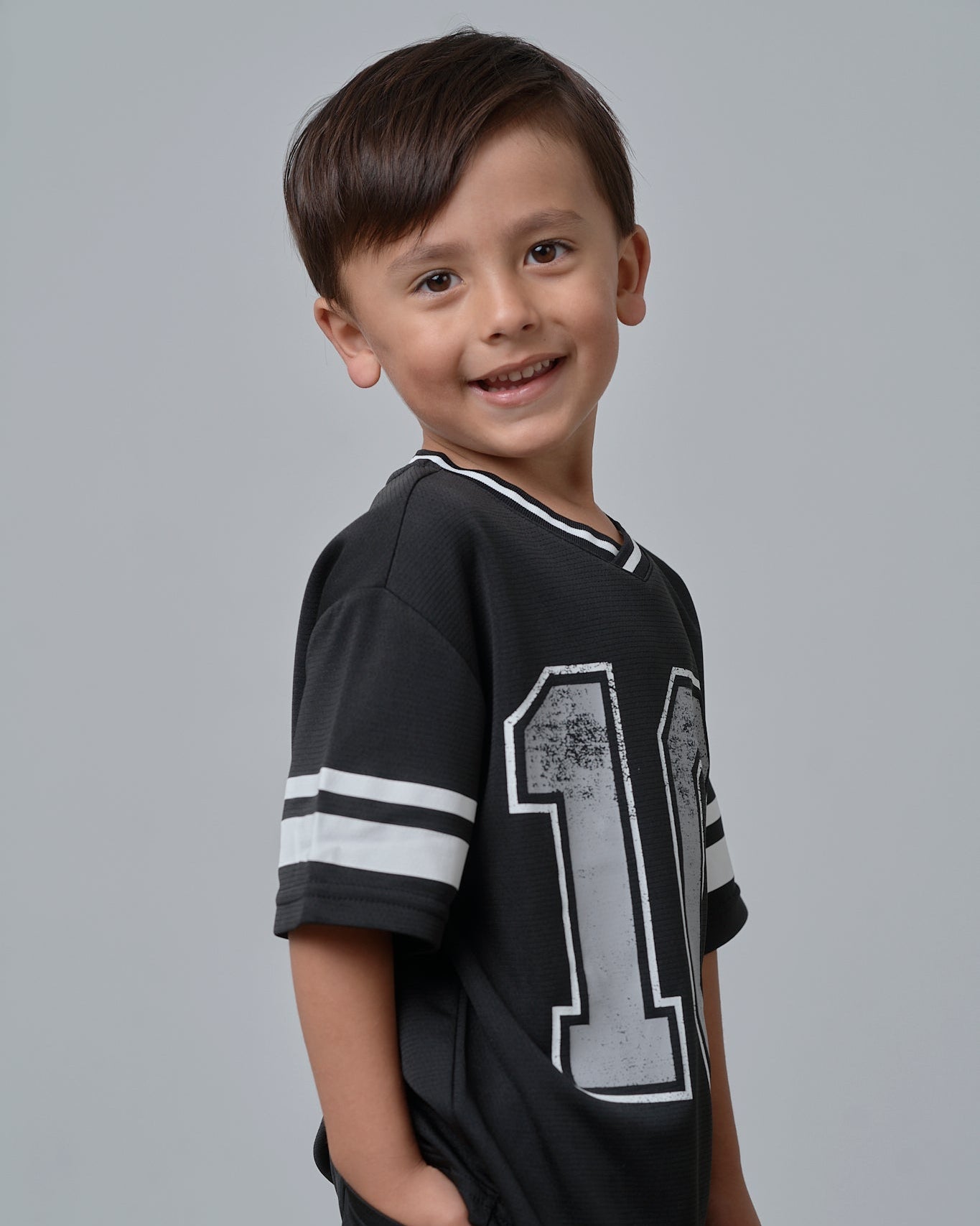 Varsity Mesh Tee - Black - Little Bipsy