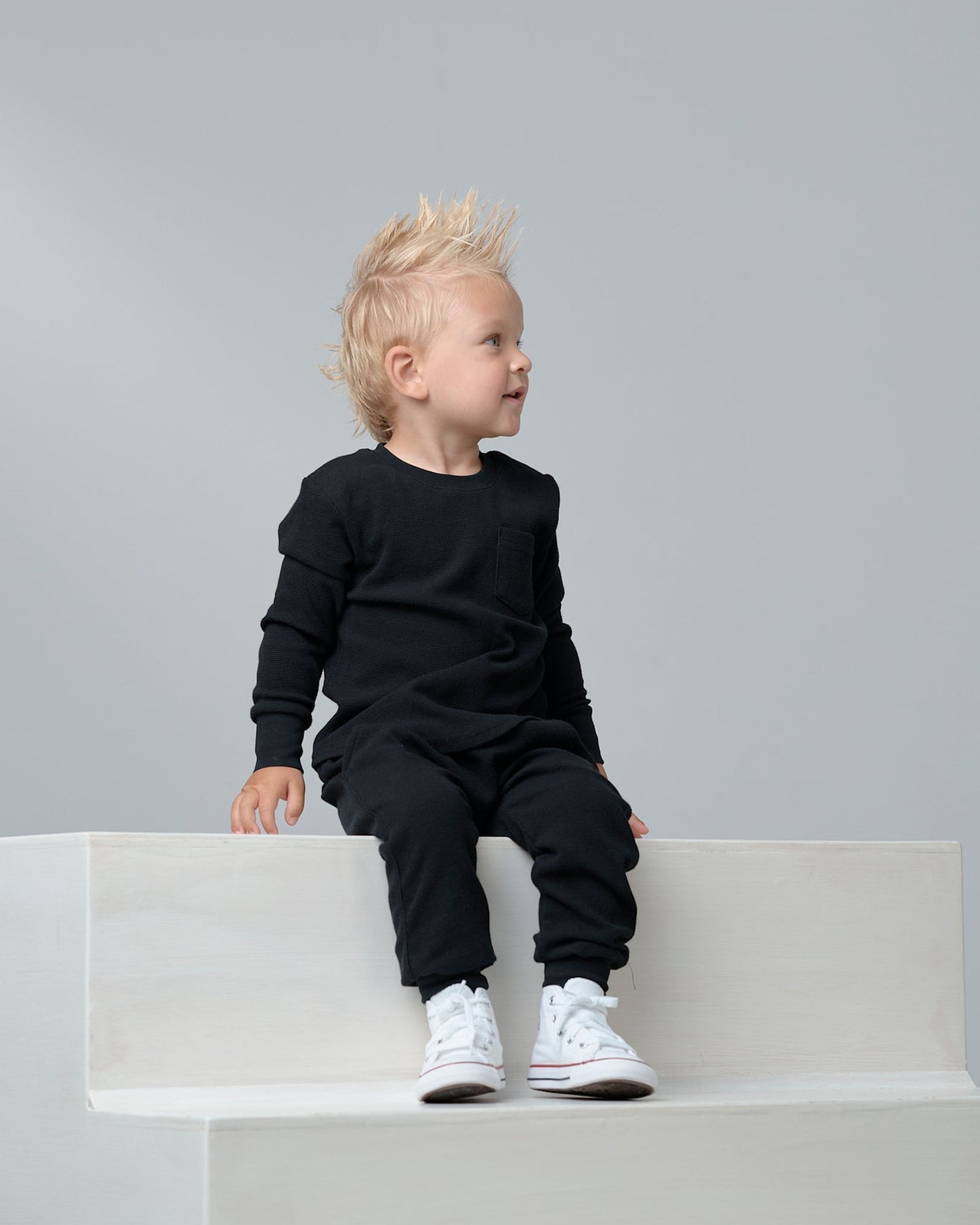 Waffle Jogger - Black - Little Bipsy