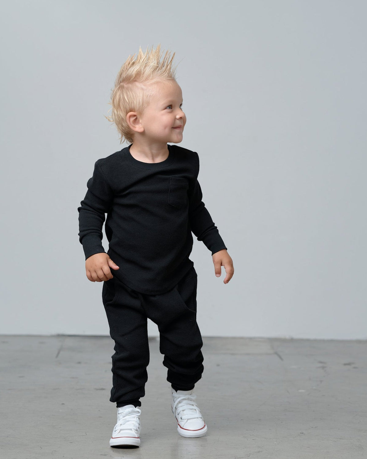 Waffle Jogger - Black - Little Bipsy