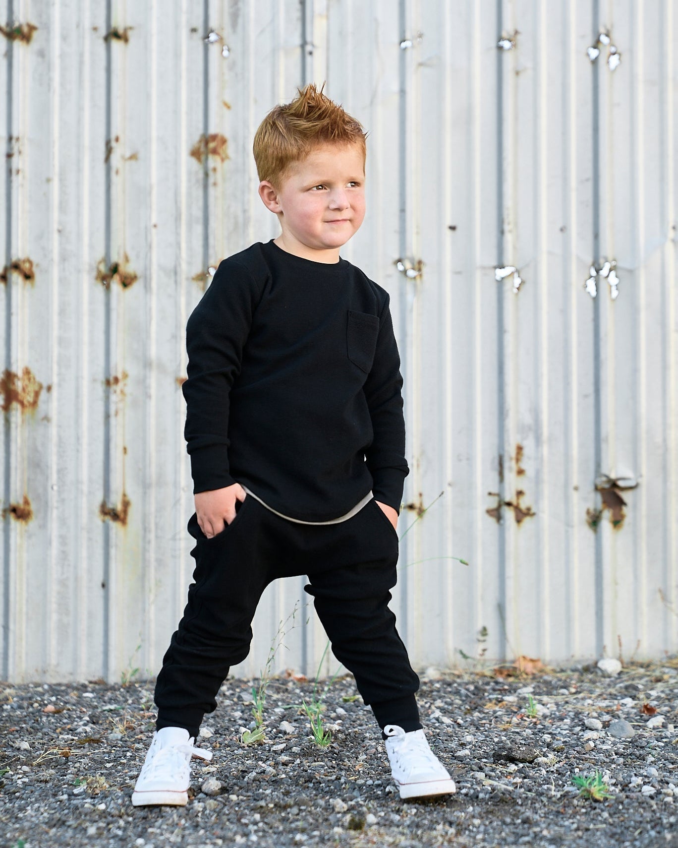 Waffle Jogger - Black - Little Bipsy