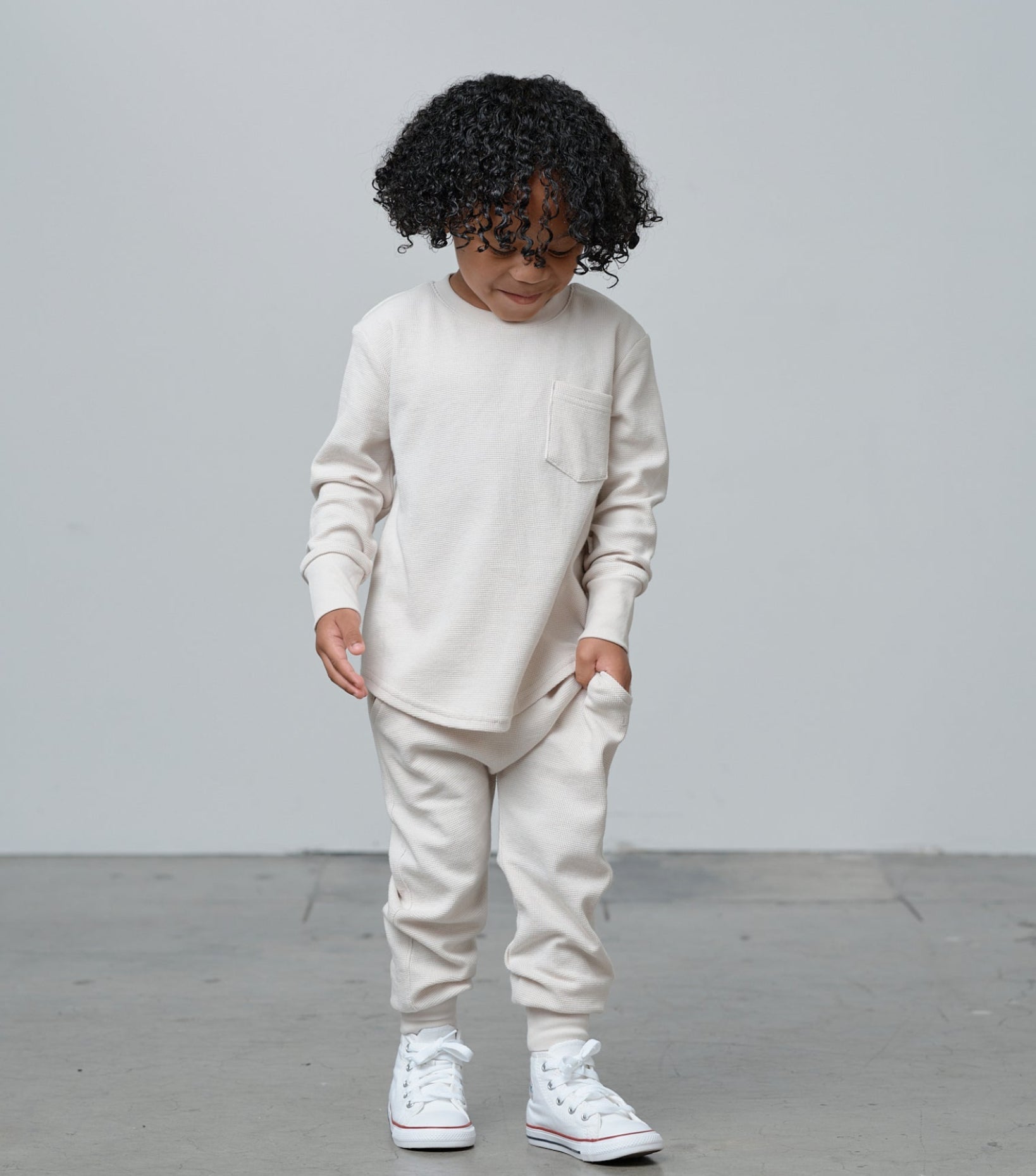 Waffle Jogger - Cream - Little Bipsy