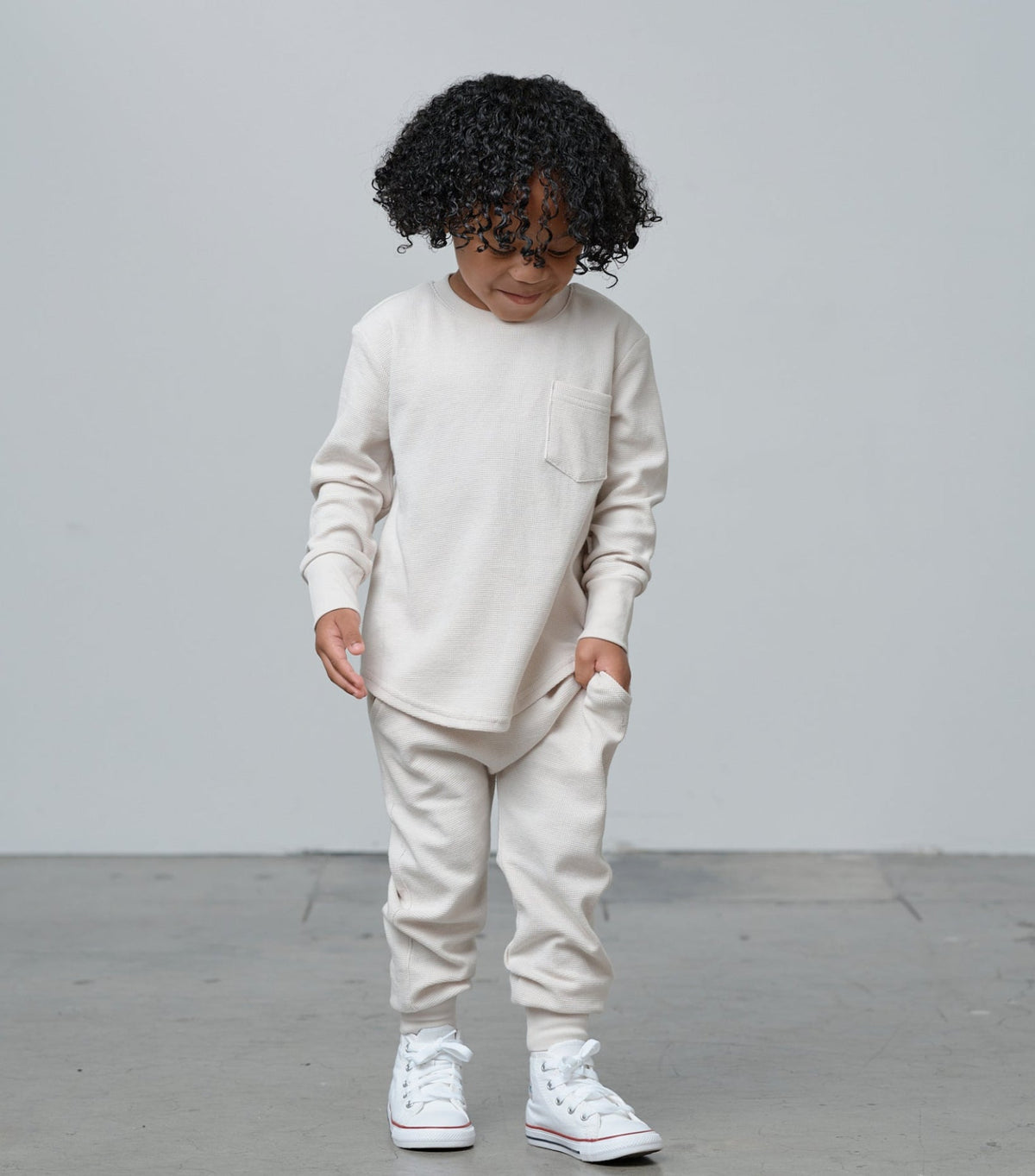 Waffle Jogger - Cream - Little Bipsy