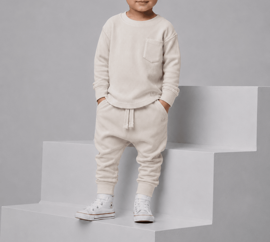 Waffle Jogger - Cream - Little Bipsy