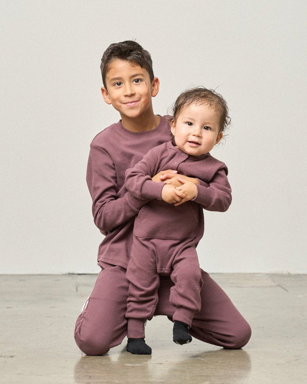 Waffle Romper - Huckleberry - Little Bipsy