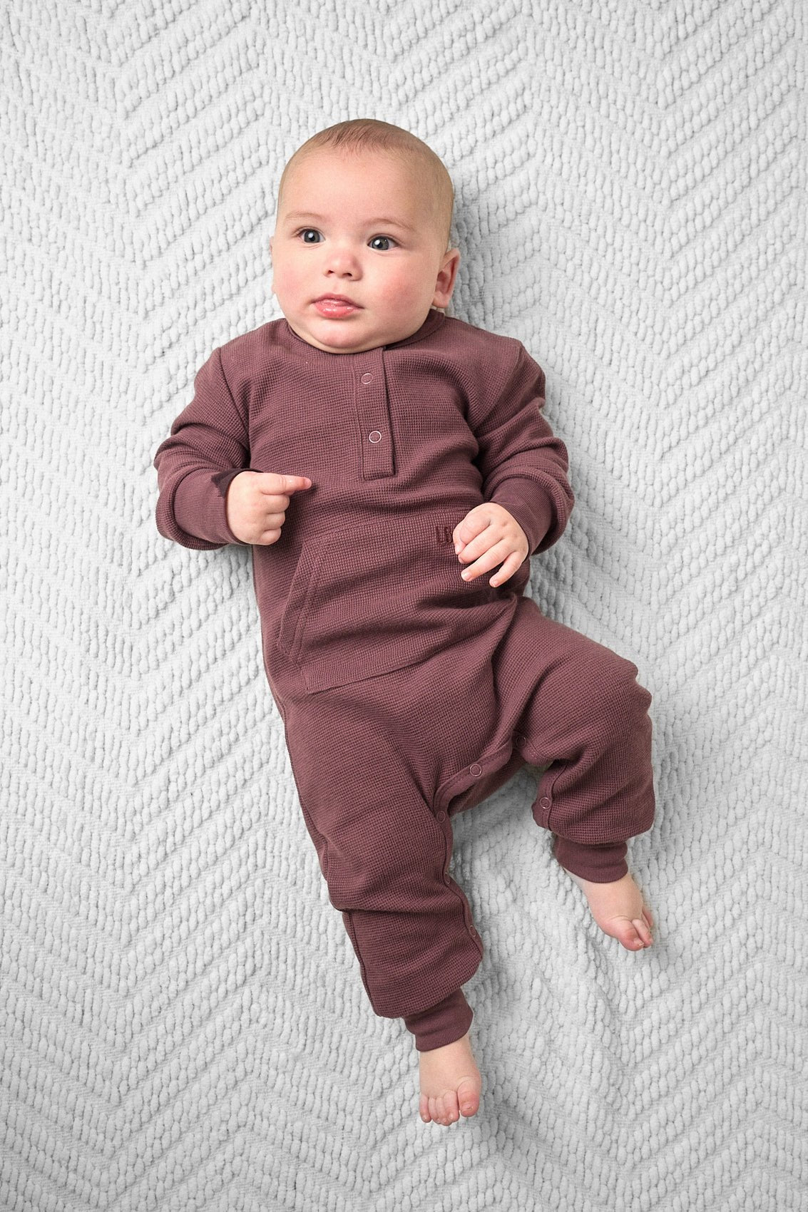 Waffle Romper - Huckleberry - Little Bipsy