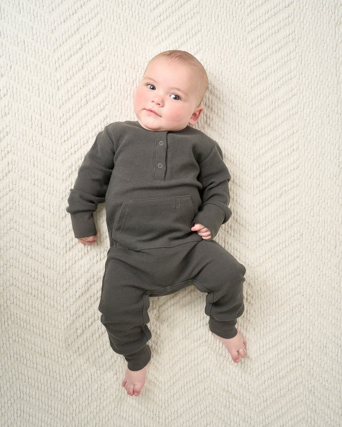 Waffle Romper - Shadow - Little Bipsy