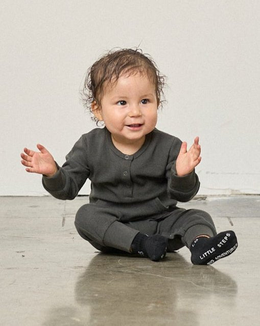 Waffle Romper - Shadow - Little Bipsy