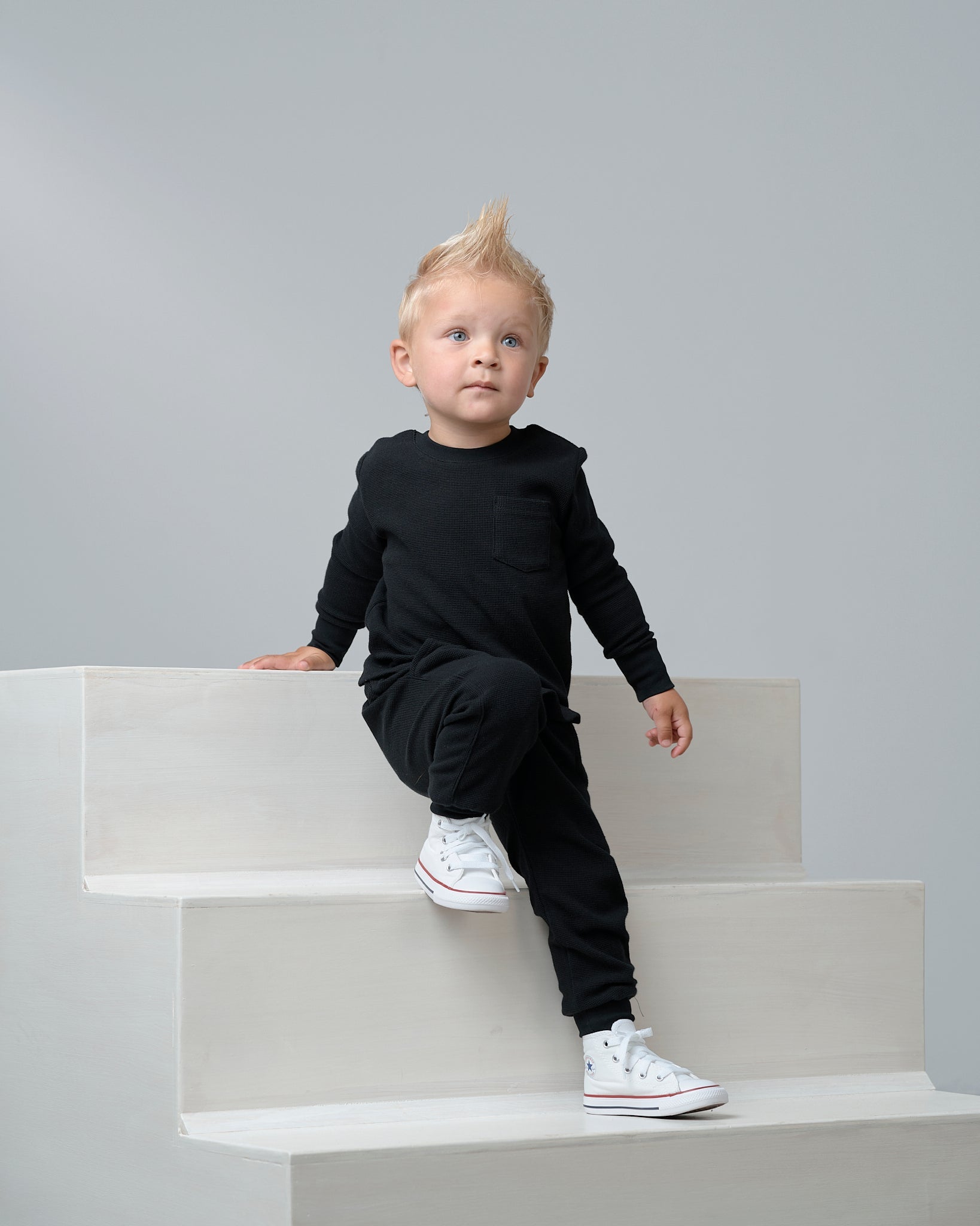 Waffle Top - Black - Little Bipsy
