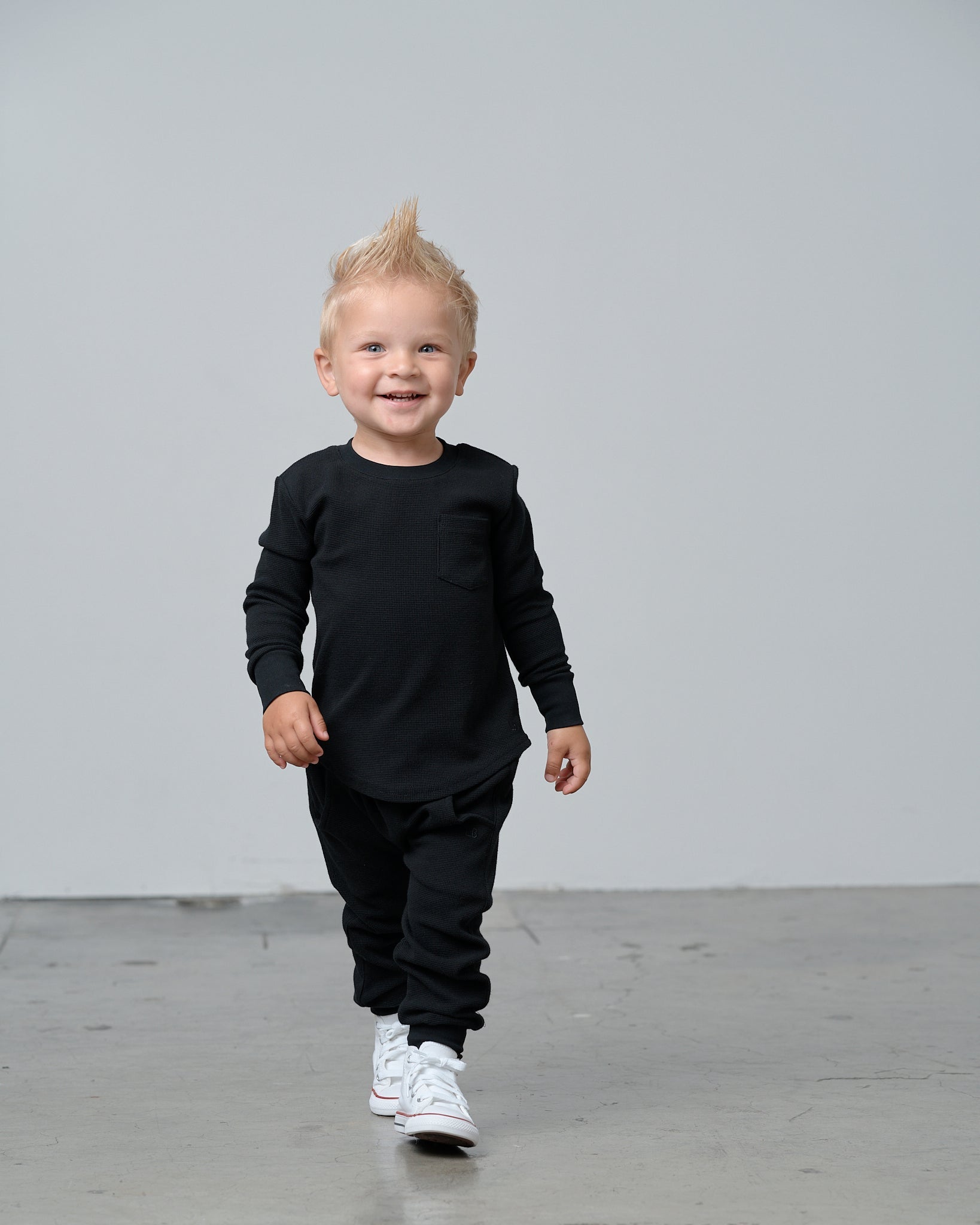 Waffle Top - Black - Little Bipsy