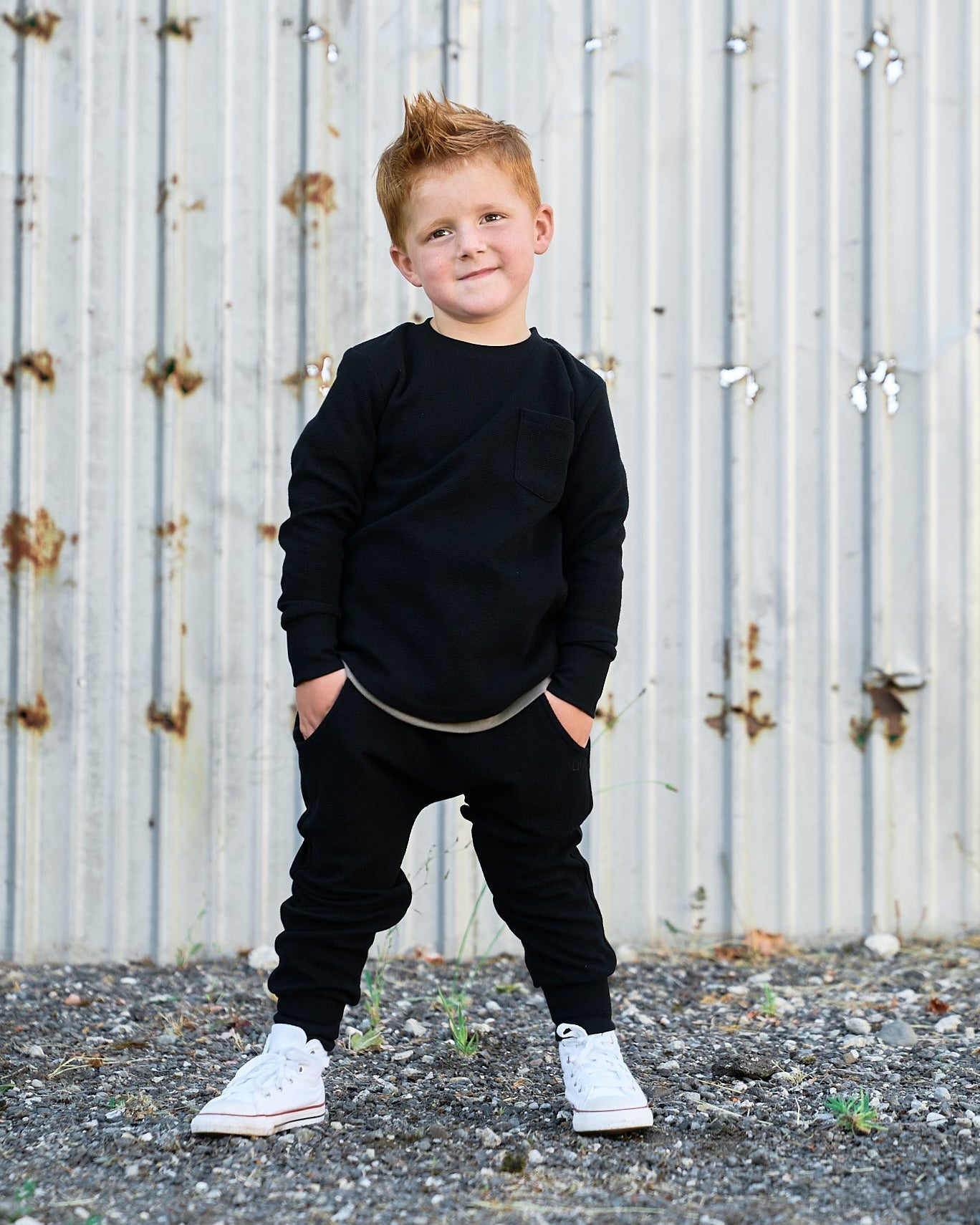 Waffle Top - Black - Little Bipsy