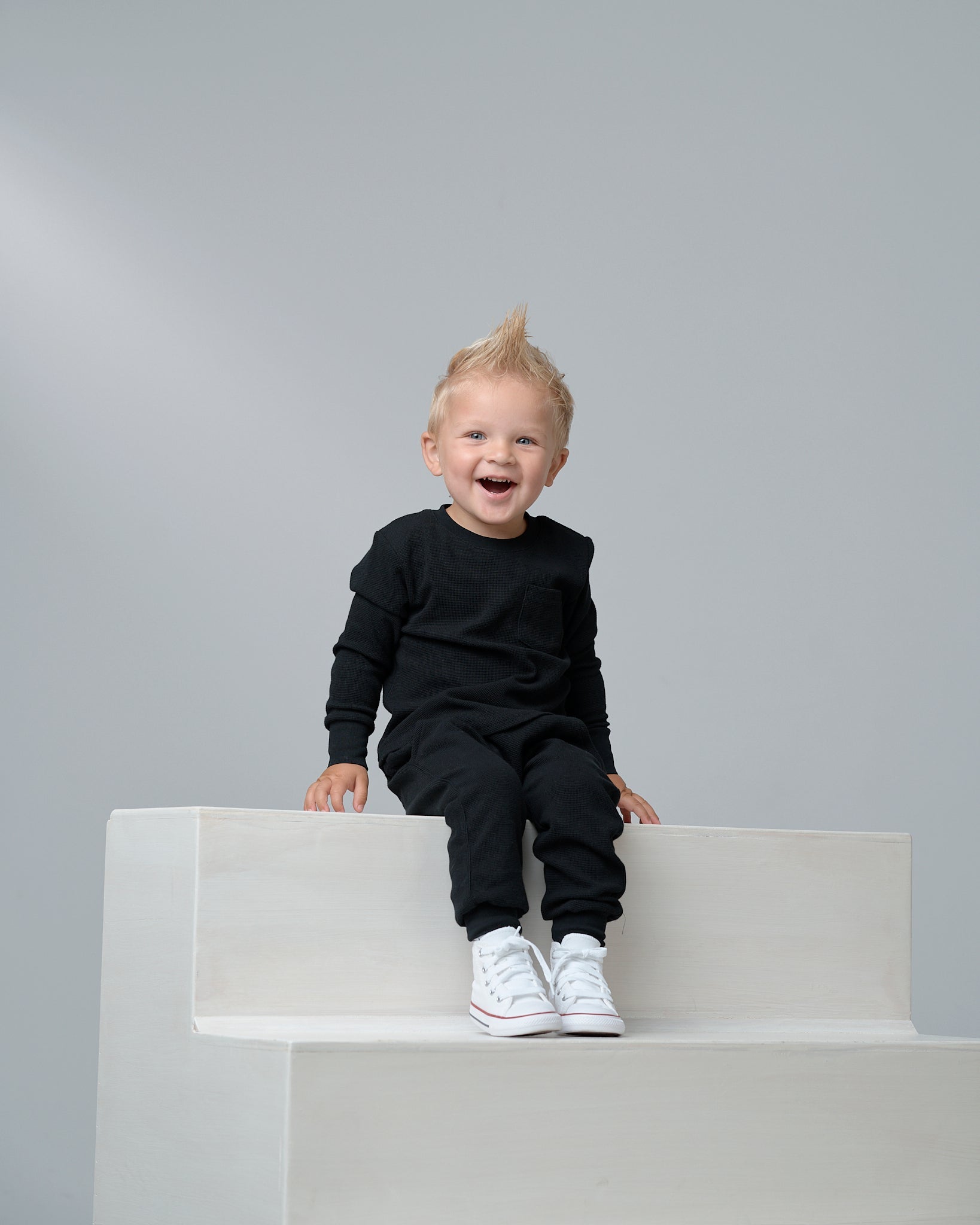 Waffle Top - Black - Little Bipsy