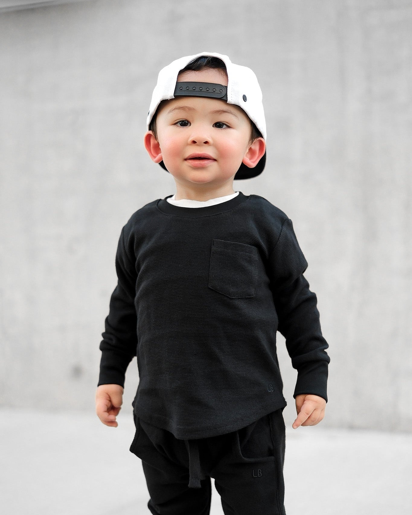 Waffle Top - Black - Little Bipsy