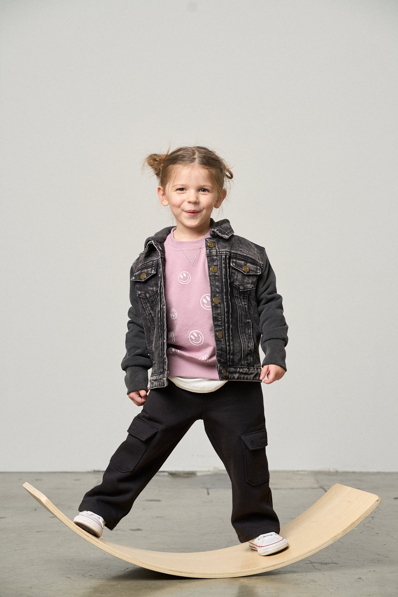 Washed Hooded Denim Jacket - Black - Little Bipsy