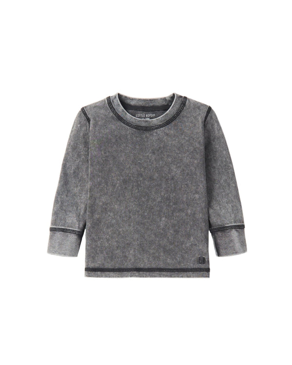 Washed Long Sleeve Tee - Charcoal - Little Bipsy