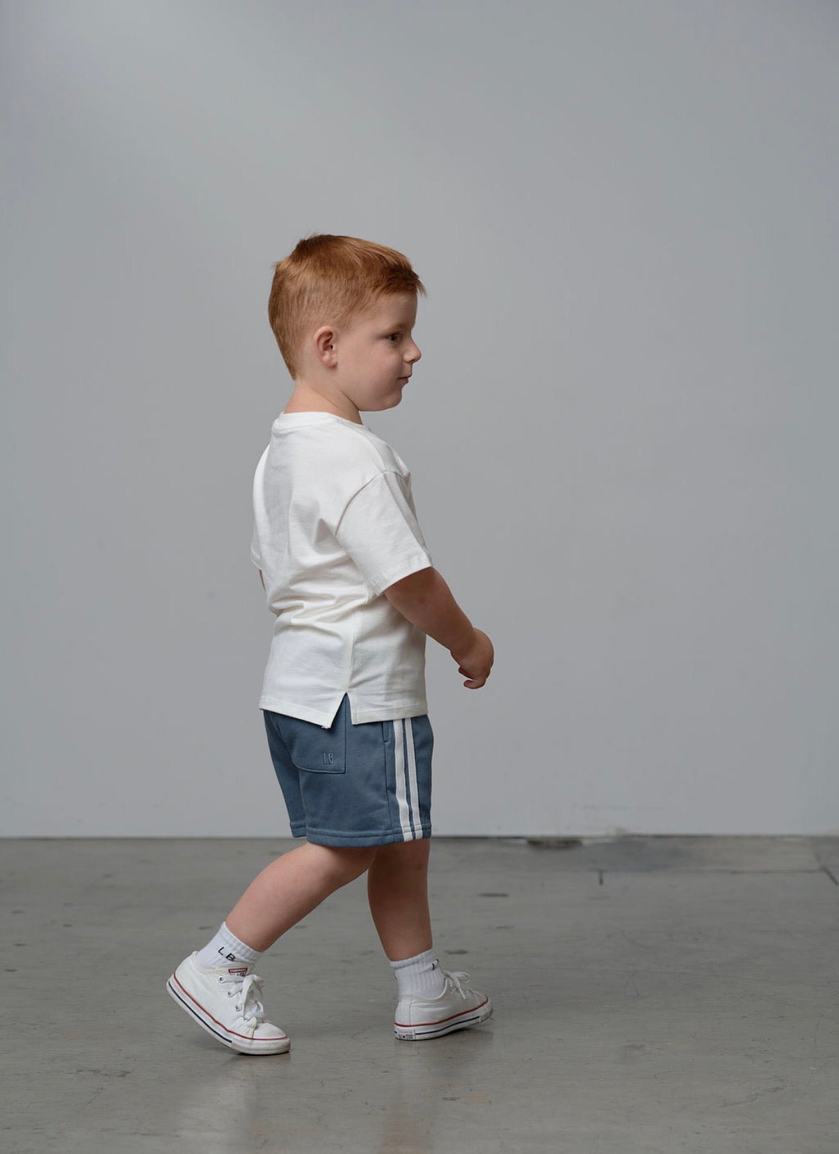 White Stripe Short - Worn Indigo - Little Bipsy