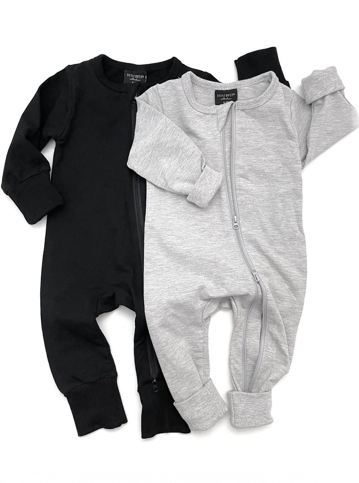 2-Way Zip Romper - Black - Little Bipsy