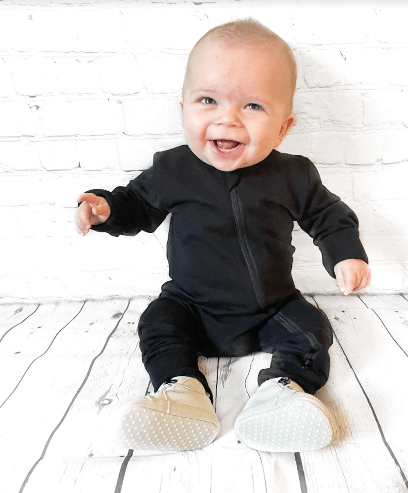 2-Way Zip Romper - Black - Little Bipsy
