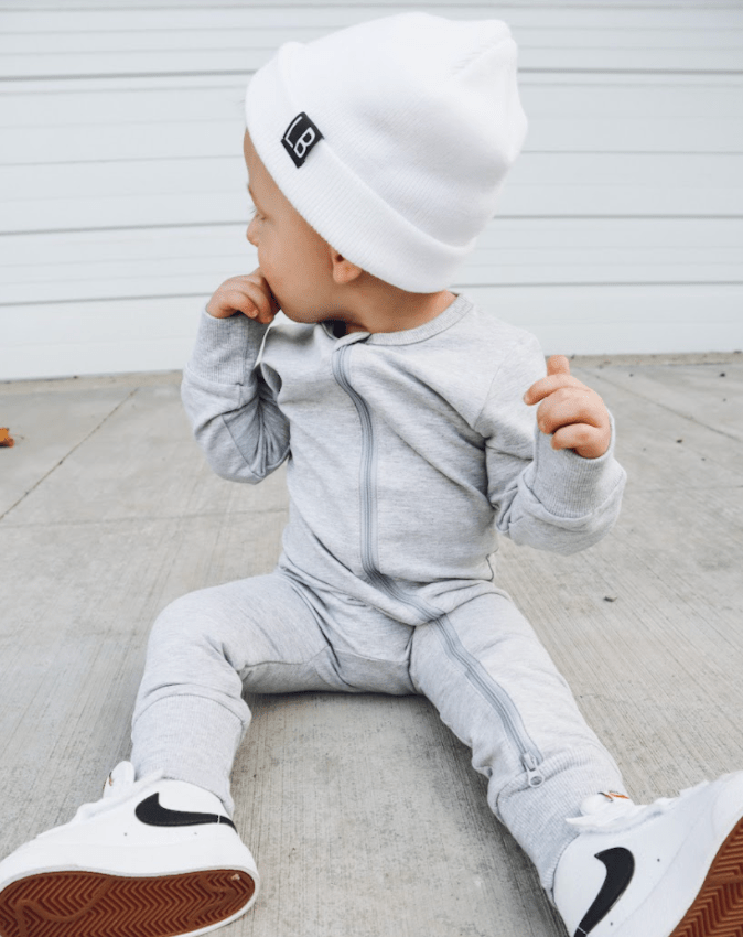 2-Way Zip Romper - Grey - Little Bipsy