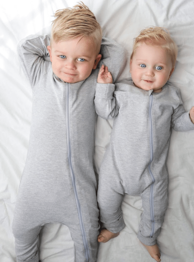 2-Way Zip Romper - Grey - Little Bipsy